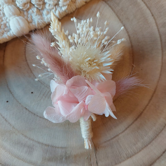 Boutonnière adulte blanc/rose